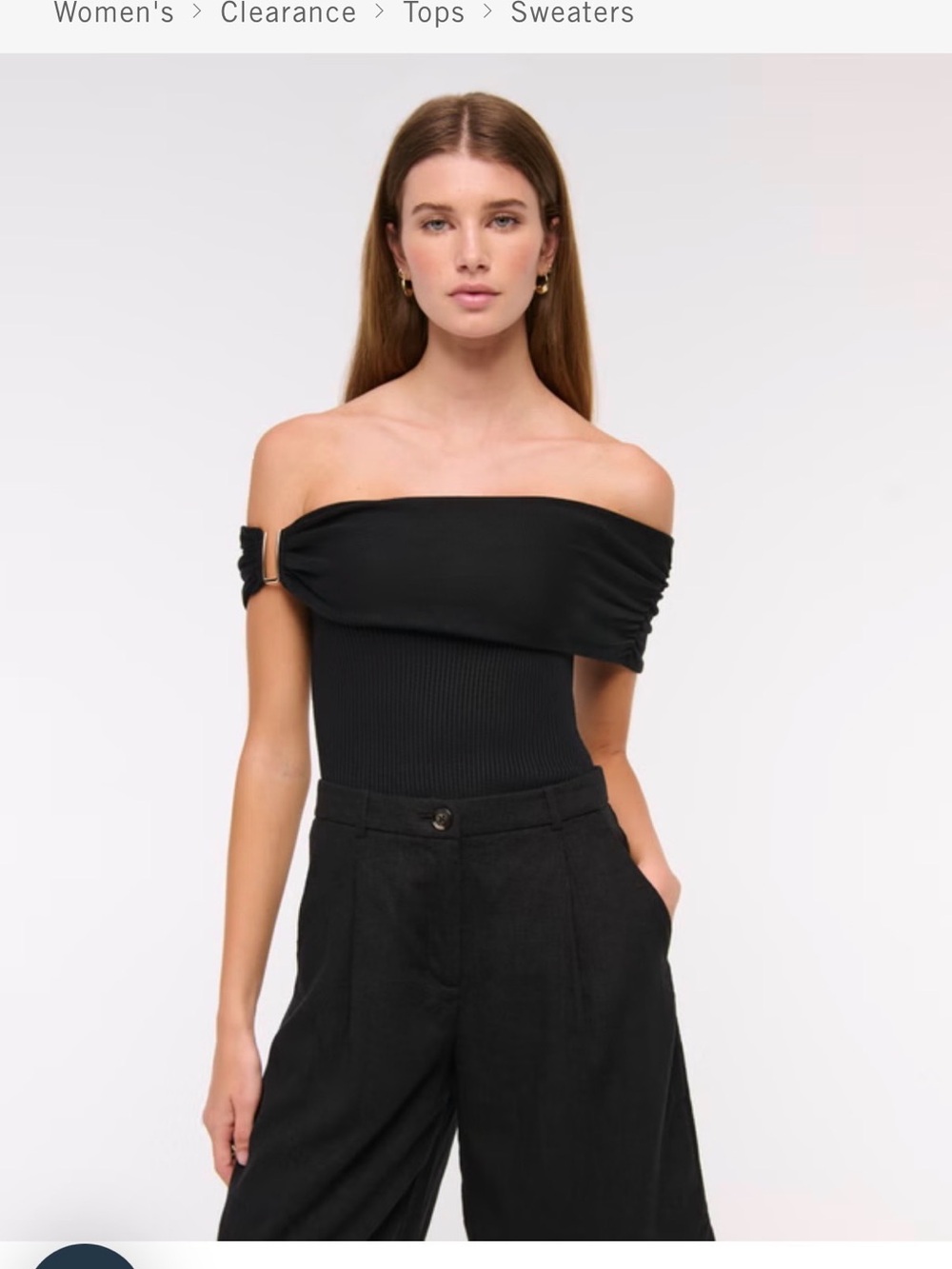 Hardware Off-The-Shoulder Sweater Top